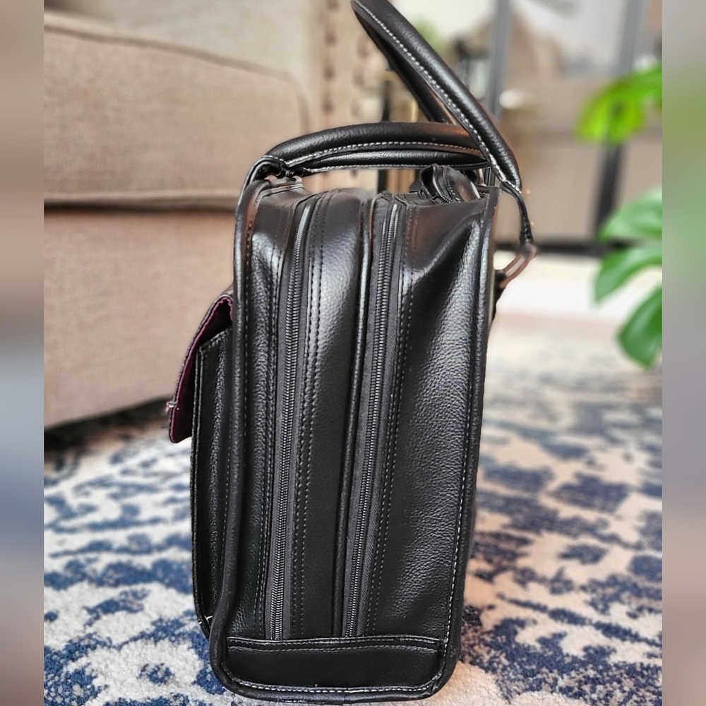 SAMSONITE WOMEN'S MOBILE OFFICE Black Faux Leather with purple interior travel - Picture 7 of 11